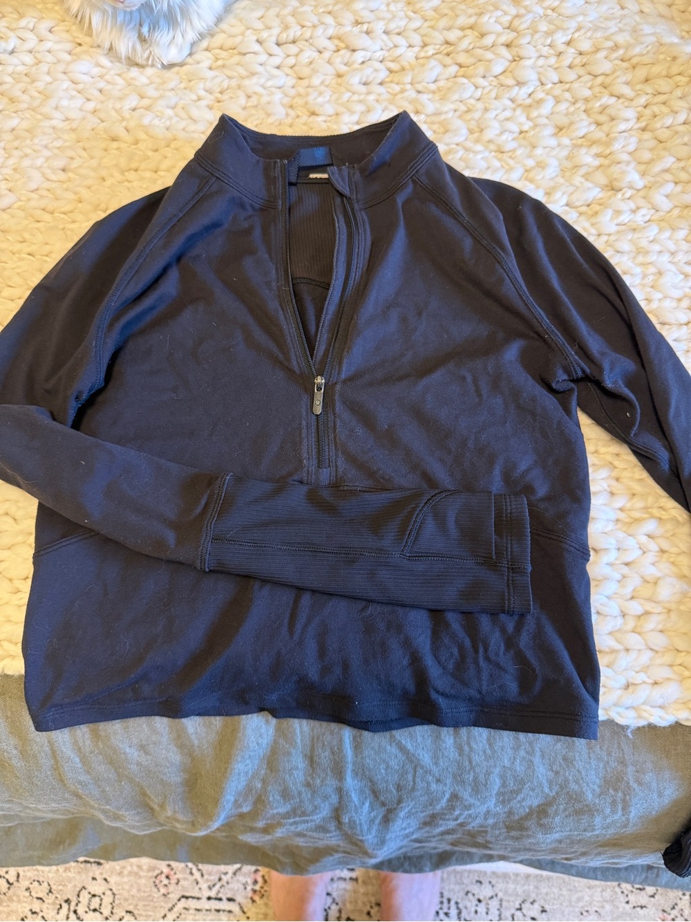 lululemon athletica Black Long Sleeve Crop Top with Half Zip